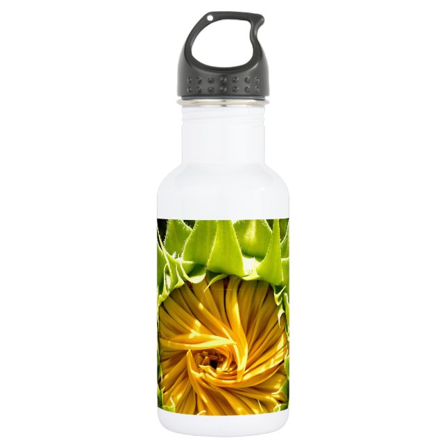 Elegant yellow sunflower photo stainless steel water bottle (Front)