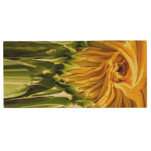 Elegant yellow sunflower photo wood flash drive