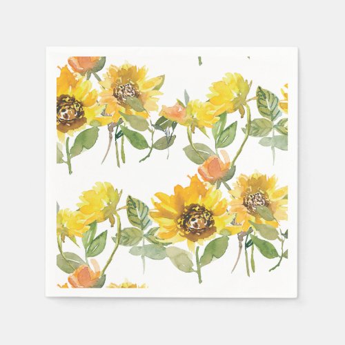 Elegant Yellow Sunflower Sun Bee Baby Shower Napkins