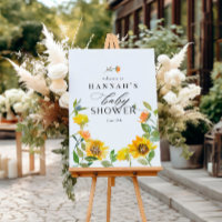 Elegant Yellow Sunflower Sun Bee Baby Shower Sign