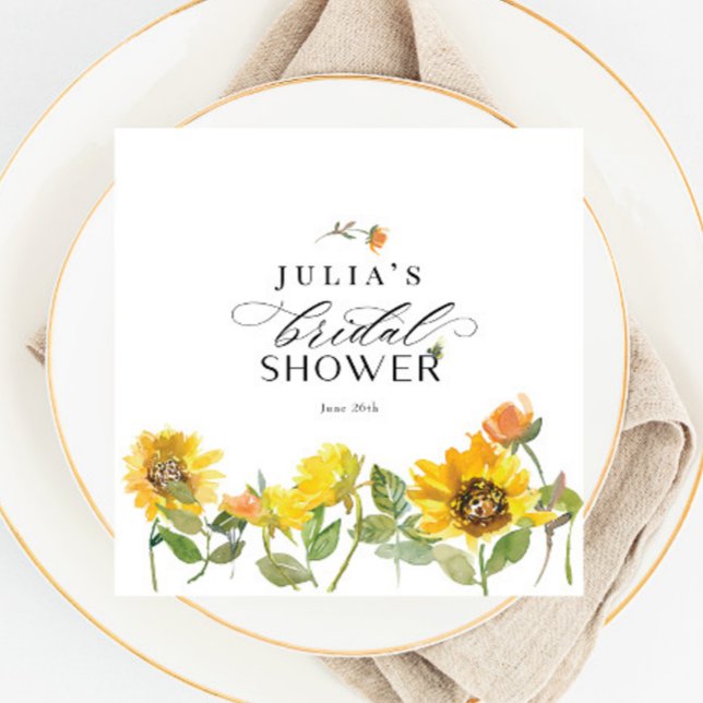 Elegant Yellow Sunflower Sun Bee Bridal Shower Napkins (Creator Uploaded)