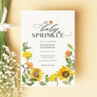 Elegant Yellow Sunflower Sunny Bee Baby Sprinkle Invitation