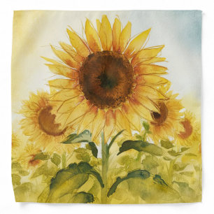 Elegant Yellow Sunflower Watercolor Bandana