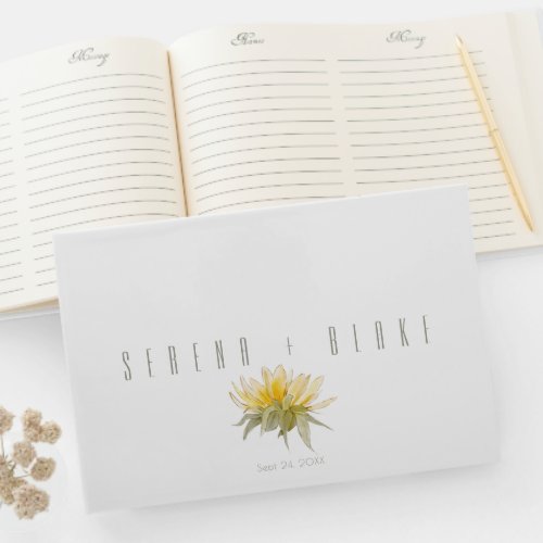 Elegant Yellow Sunflower Wedding  White Guest Book