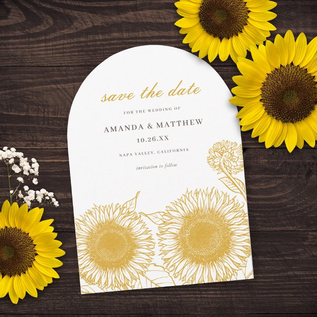 Elegant Yellow Sunflowers Summer Autumn Wedding  Save The Date (Creator Uploaded)