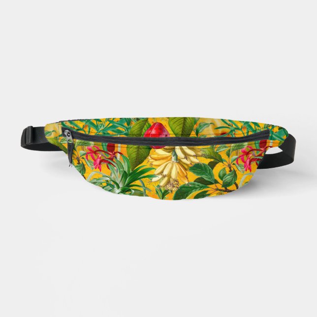 Elegant yellow tropical leaves fruits  fanny pack (Front)