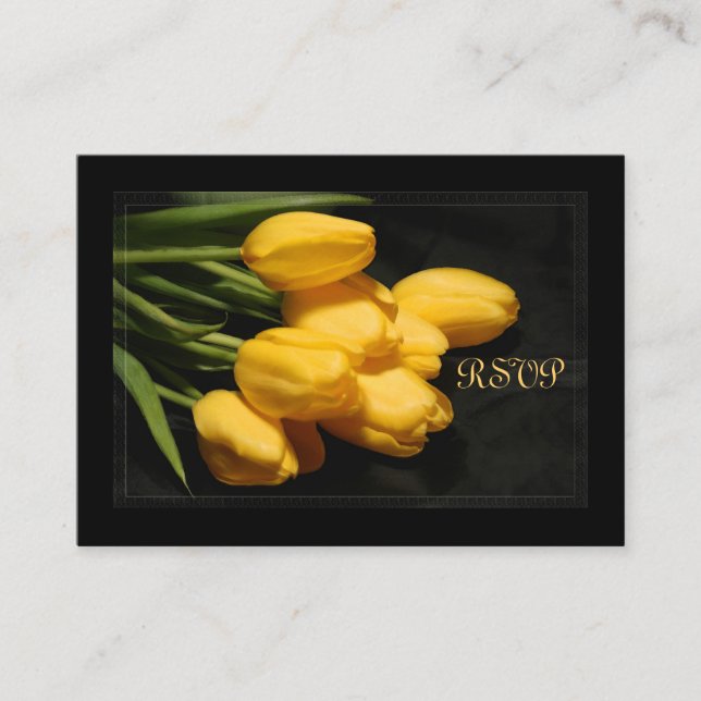 Elegant Yellow Tulip RSVP Wedding Card (Front)