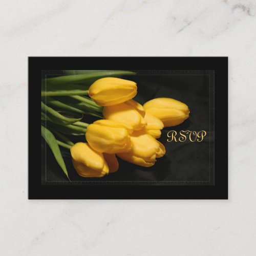 Elegant Yellow Tulip RSVP Wedding Card Business Cards