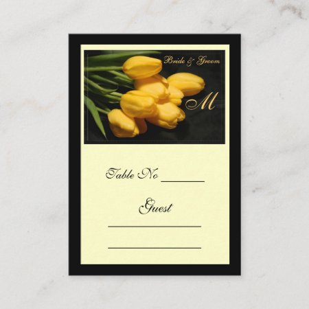 Elegant Yellow Tulip Wedding Table Place Card
