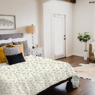 Elegant Yellow Vintage Wildflower Pattern Duvet Cover