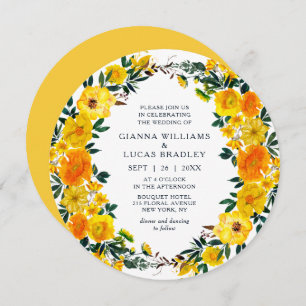 Elegant Yellow Watercolor Botanical Floral Wedding Invitation