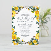 Elegant Yellow Watercolor Botanical Floral Wedding Invitation (Standing Front)