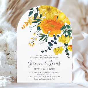 Elegant Yellow Watercolor Botanical Floral Wedding Invitation
