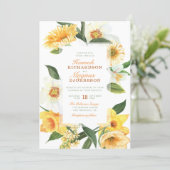 Elegant Yellow Watercolor Daisies Floral Wedding Invitation (Standing Front)