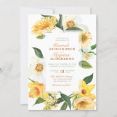 Elegant Yellow Watercolor Daisies Floral Wedding Invitation (Front)