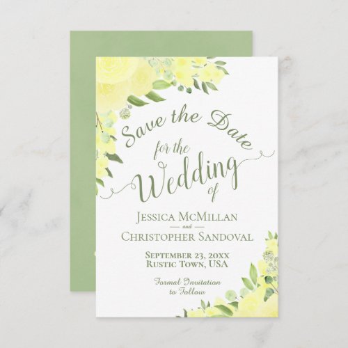 Elegant Yellow Watercolor Floral Boho Wedding Save The Date