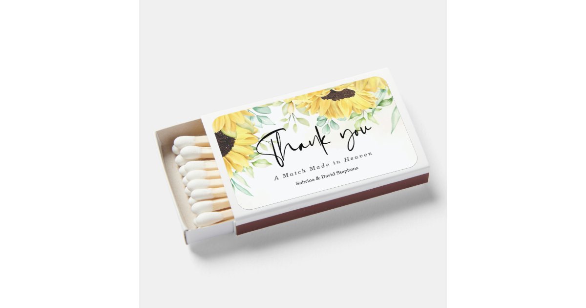 Elegant Yellow Watercolor Rustic Sunflowers Matchboxes Zazzle