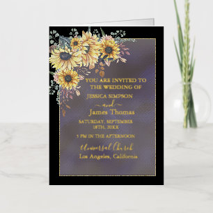 Elegant Yellow Watercolor Sunflower Sunny Foil Holiday Card