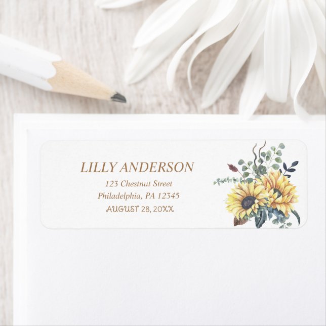 Elegant Yellow Watercolor Sunflower Sunny  Label (Insitu)