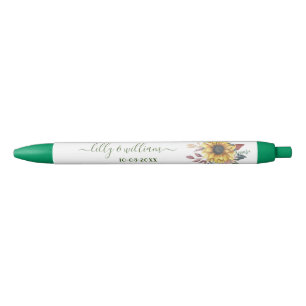 Elegant Yellow Watercolor Sunflower Sunny Pen