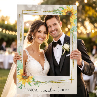 Elegant Yellow Watercolor  Sunflower Sunny Selfie Frame