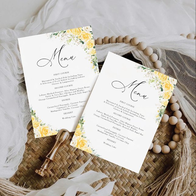 Elegant Yellow Wedding Menu (Creator Uploaded)