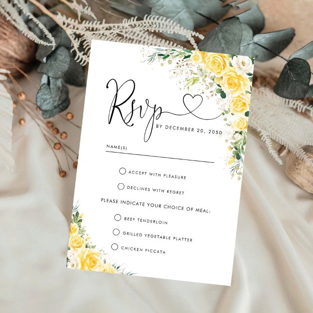 Elegant Yellow Wedding RSVP Card (Creator Uploaded)