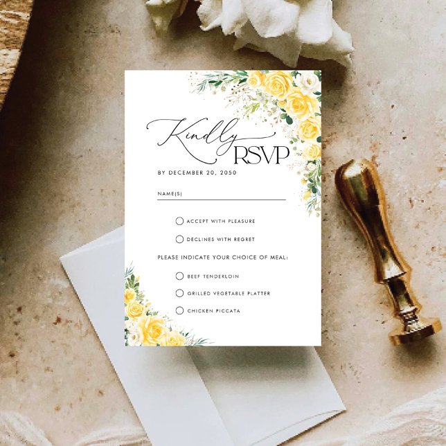 Elegant Yellow Wedding RSVP Card (Creator Uploaded)