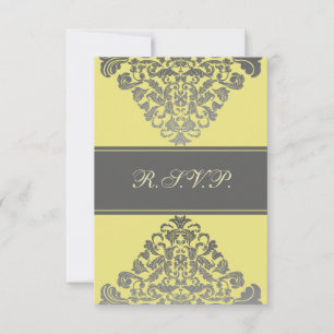 elegant  "yellow wedding RSVP Standard 3.5 x 5 Card