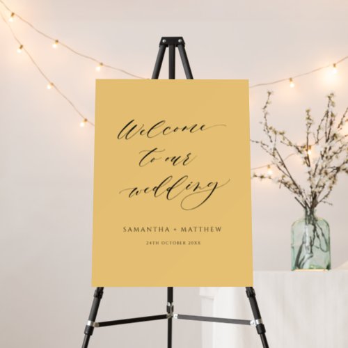 Elegant Yellow Wedding Welcome Foam Board