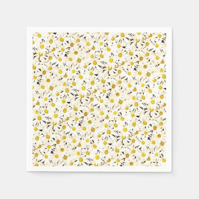 Elegant Yellow White Daisies Nature Template Napkins (Front)
