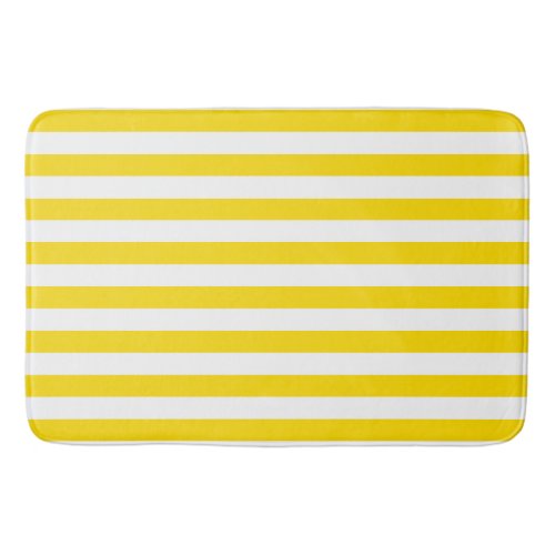 Elegant Yellow White Striped Modern Trend Colors Bath Mat