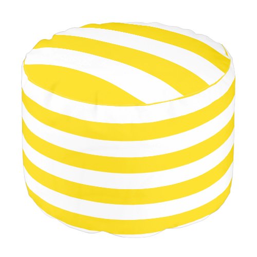 Elegant Yellow White Stripes Template Round Cool Pouf