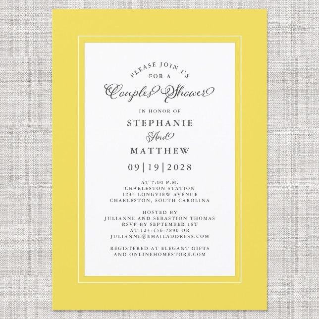 Elegant Yellow & White Wedding Couples Shower Invitation (Creator Uploaded)
