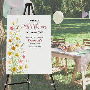Elegant Yellow Wildflower 1st Birthday Party Foam Board