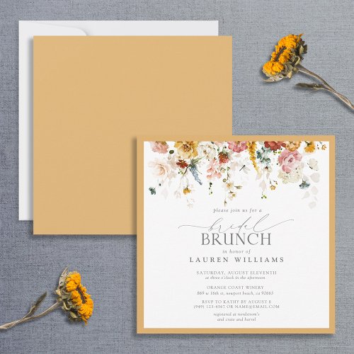 Elegant Yellow Wildflower Bridal Brunch  Invitation