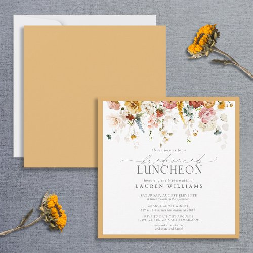 Elegant Yellow Wildflower Bridal Luncheon Invitation