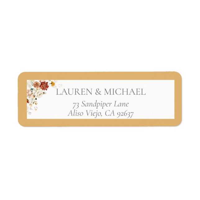 Elegant Yellow Wildflower Bridal Return Address Label (Front)