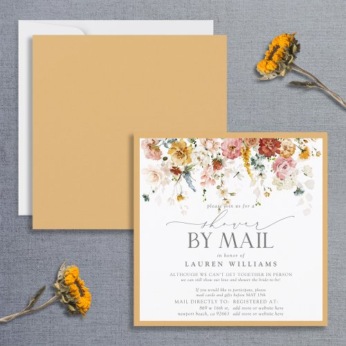 Elegant Yellow Wildflower Bridal Shower By Mail Invitation