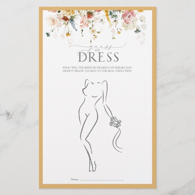 Elegant Yellow Wildflower Bridal Shower Game (Front)