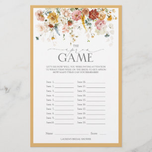 Elegant Yellow Wildflower Bridal Shower Game