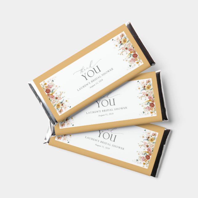  Elegant Yellow Wildflower Bridal Shower Hershey Bar Favors (Front)