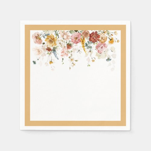 Elegant Yellow Wildflower Bridal Shower Napkins