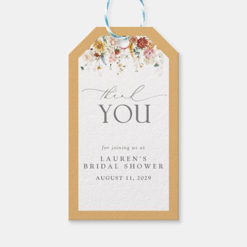 Elegant Yellow Wildflower Bridal Shower Personal Gift Tags