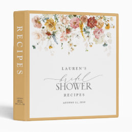 Elegant Yellow Wildflower Bridal Shower Recipe 3 Ring Binder