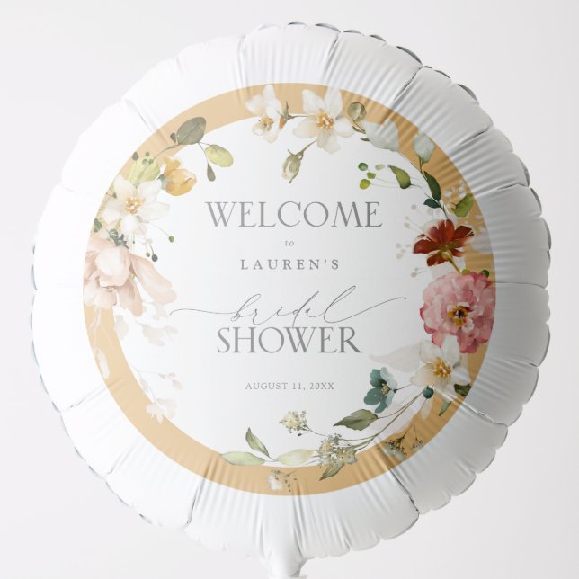 Elegant Yellow Wildflower Shower Welcome Balloon (Front)