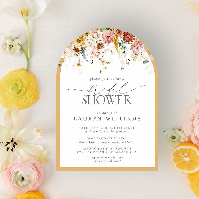 Elegant Yellow Wildflower Watercolor Bridal Shower Invitation (Creator Uploaded)
