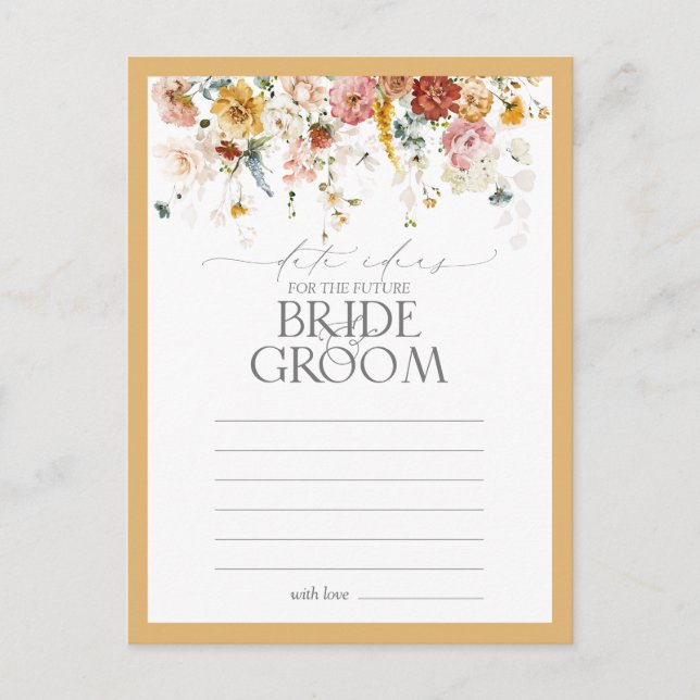 Elegant Yellow Wildflower Watercolor Date Ideas Postcard (Front)