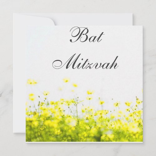 Elegant Yellow Wildflowers Bat Mitzvah Invitation