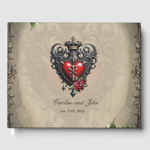 Elegant yet mystical gothic heart guest book